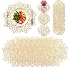 CHENGU 40 Pcs 라운드 프레스 비닐 플레이스 매트 금속 플레이스 매트 플레이스 매트 및 컵 받침을 포함한 40 Pcs 코스터 식탁 주방 장식용 미끄럼 방지 내열성 빨 테이블 