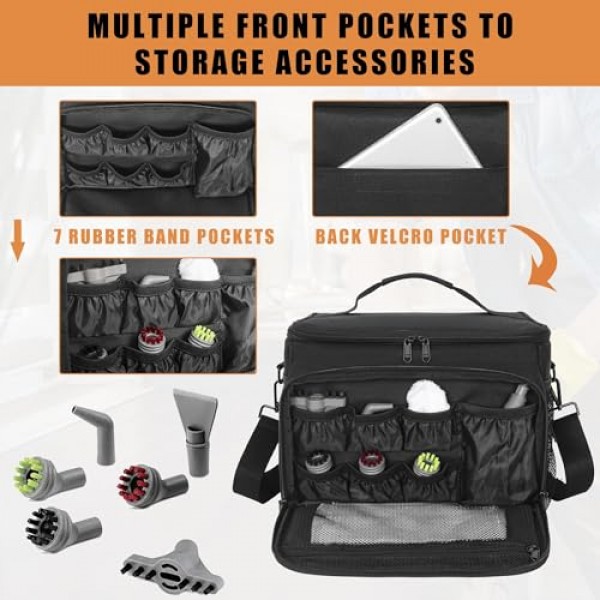 Bissell SteamShot 단단한 표면 스팀 청소기 39N7V/39N7A와 호환되는 휴대용 가방, 조절 가능한 구획 스팀 청소기 보관 가방, 액세서리용 추가 포켓이 있는 여행 가방