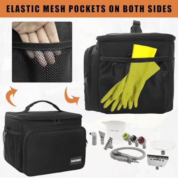 Bissell SteamShot 단단한 표면 스팀 청소기 39N7V/39N7A와 호환되는 휴대용 가방, 조절 가능한 구획 스팀 청소기 보관 가방, 액세서리용 추가 포켓이 있는 여행 가방