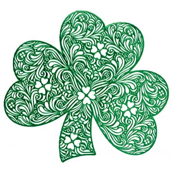 성 패트릭의 날 녹색 비닐 토끼풀 플레이스매트 - 15.5인치 - 내구성이 뛰어나고 청소가 쉬운 플레이스매트 - 아일랜드 축하 행사에 적합(1개)