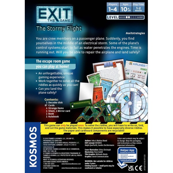 Thames & Kosmos - EXIT: The Stormy Flight - Level: 2/5 - Unique Escape Room Game - 1-4인용 - 성인 및 어린이를 위한 퍼즐 해결 전략 보드 게임, 10세 이상 - 692874 싱글