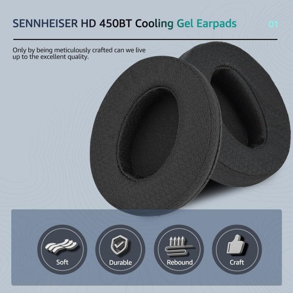 Sennheiser 헤드폰 용 Wzsipod 교체 용 이어 패드 부드러운 의류 및 메모리 폼이있는 HD4.50BT/HD4.50/HD4.50BTNC/HD458BT/HD450/HD450BT 헤드셋 이어 패드 클래식 블랙 HD4.50 패브릭 블랙
