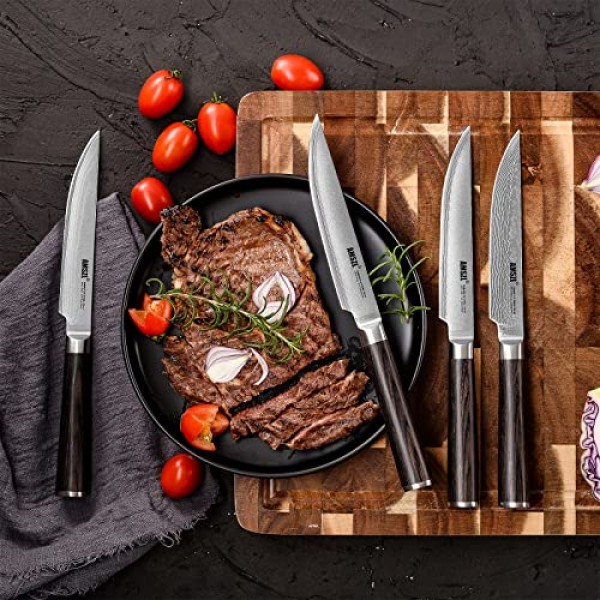 스테이크 칼 - 6개 세트 - 다마스커스 - 5.5