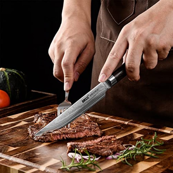 스테이크 칼 - 6개 세트 - 다마스커스 - 5.5