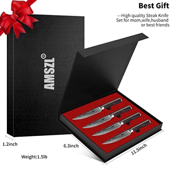 스테이크 칼 - 6개 세트 - 다마스커스 - 5.5