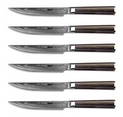 스테이크 칼 - 6개 세트 - 다마스커스 - 5.5