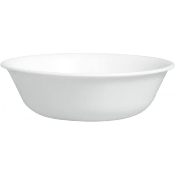 Corelle Vitrelle(4개 세트) 18온스 수프/시리얼 그릇, 칩 & 균열 방지 유리 식기 세트 그릇, 겨울 프로스트 화이트