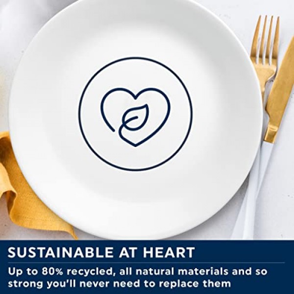 Corelle Vitrelle(4개 세트) 18온스 수프/시리얼 그릇, 칩 & 균열 방지 유리 식기 세트 그릇, 겨울 프로스트 화이트