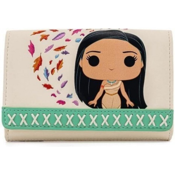 Loungefly WDWA1575 디즈니 Pocahontas Pop Trifold 지갑 모듬 가제트, 멀티 컬러