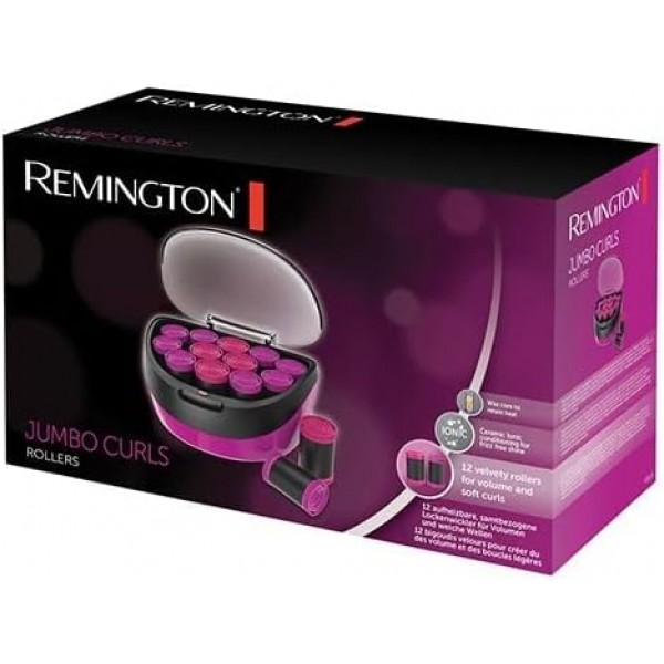 Remington 점보 헤어 컬러 H5670 가열식 세라믹 이온 기술 왁스 코어 두 가지 크기(40mm, 35mm) 블랙/핑크