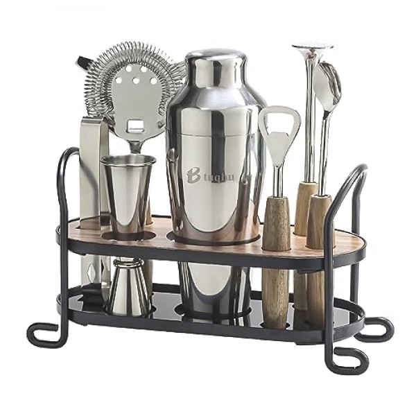 스탠드가 포함된 칵테일 셰이커 세트, 음료 혼합용 Mixology 바텐더 키트 | 7개의 바 세트 도구 칵테일 키트가 포함된 믹솔로지 세트