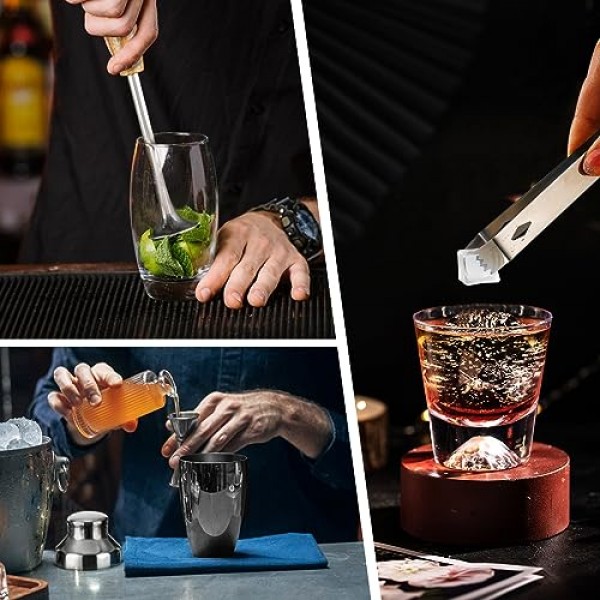 스탠드가 포함된 칵테일 셰이커 세트, 음료 혼합용 Mixology 바텐더 키트 | 7개의 바 세트 도구 칵테일 키트가 포함된 믹솔로지 세트