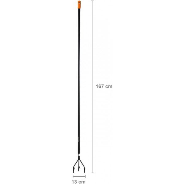 Fiskars Solid Cultivator, 최적의 침대 준비 및 관리용, 길이: 164 cm, 너비: 12 cm, 블랙/오렌지, 1016034
