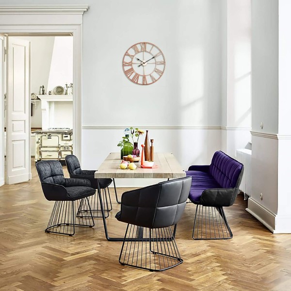 Antic by Casa Chic - 쿼츠 무브먼트가 있는 대형 금속 벽시계 - 직경 76cm - 로마 숫자 - 빈티지 핸즈 - 로즈 골드 76cm 로즈 골드