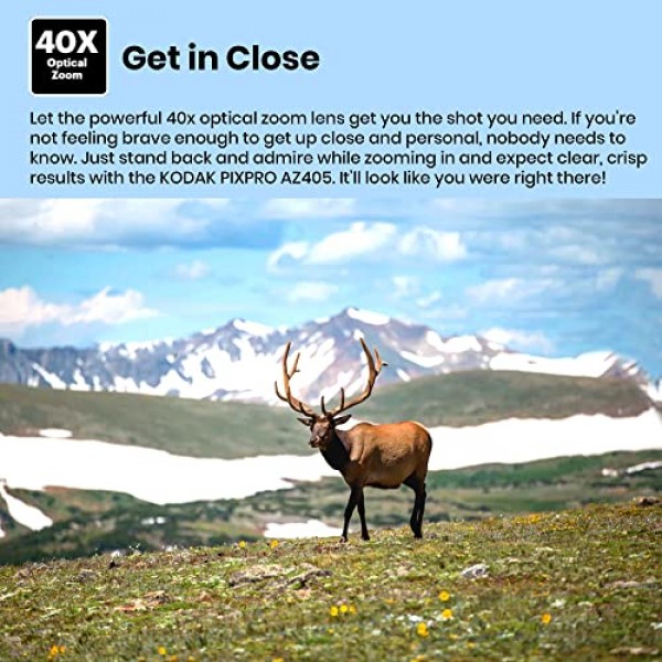 Kodak PIXPRO AZ405 디지털 카메라(흰색) 번들, 케이스 포함, 32GB SD 메모리 카드, 메모리 카드 지갑, 카드 리더기, 테이블 삼각대, AA 배터리 4개, 흰색 충전기 및 천