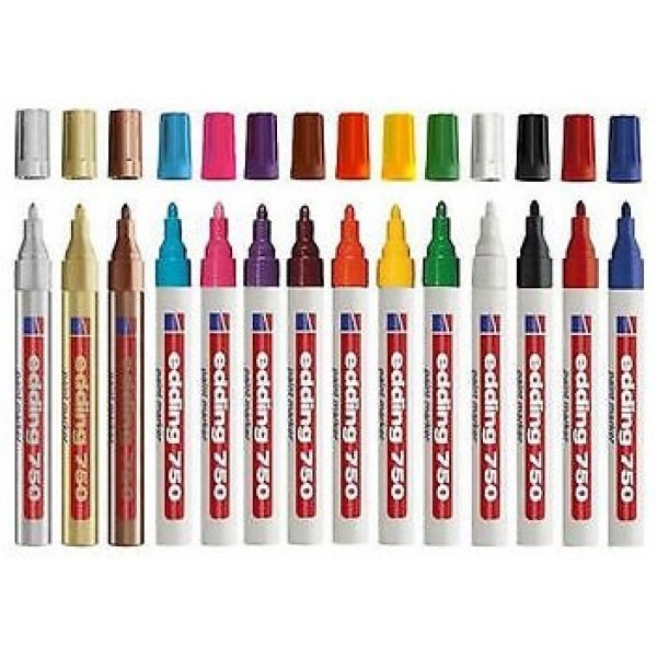 edding 4-750-9-999 유광 페인트 마커 creative 750, 2 - 4 mm, 13 금, 은, 구리 모듬 750 금속 모듬