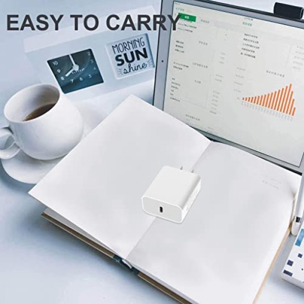 iPhone 15 충전기 iPhone 15/15 Plus/Pro Max, iPad Pro 12.9/11인치, iPad Air 5/4, iPad 10용 20W USB C 충전기, 6.6FT 긴 USB C-C 케이블이 포함된 2팩 PD 고속 충전기 블록