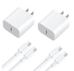 iPhone 15 충전기 iPhone 15/15 Plus/Pro Max, iPad Pro 12.9/11인치, iPad Air 5/4, iPad 10용 20W USB C 충전기, 6.6FT 긴 USB C-C 케이블이 포함된 2팩 PD 고속 충전기 블록