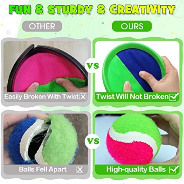 ZMLM 토스 캐치 볼 장난감 세트: 업그레이드된 어린이 야외 장난감 게임 해변 뒷마당 잔디밭 스포츠 활동 재미있는 외부 실내 가족 장난감 3-12세 소녀 소년 아이 생일 