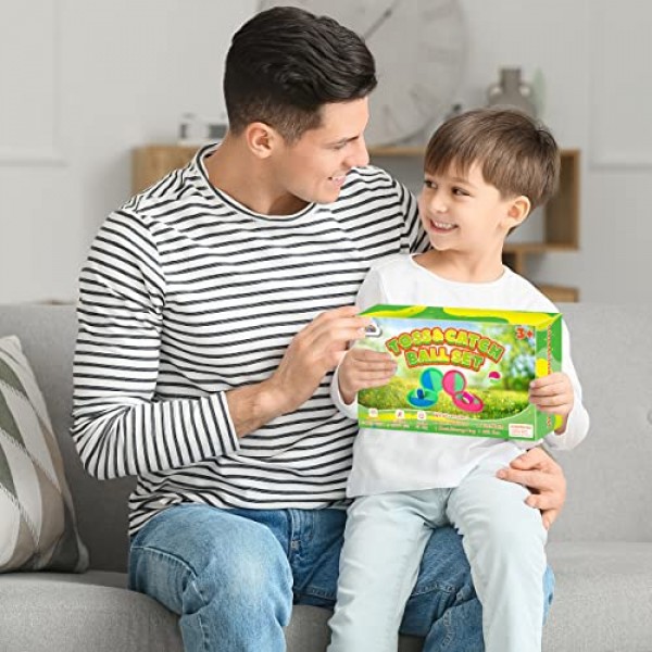 ZMLM 토스 캐치 볼 장난감 세트: 업그레이드된 어린이 야외 장난감 게임 해변 뒷마당 잔디밭 스포츠 활동 재미있는 외부 실내 가족 장난감 3-12세 소녀 소년 아이 생일 