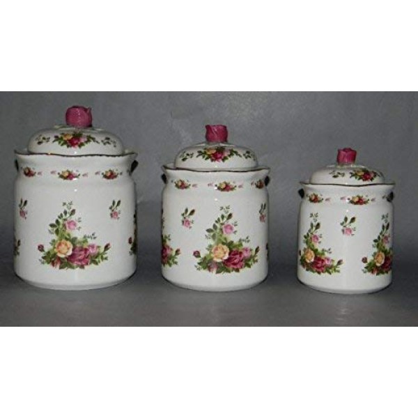 로얄 알버트 올드 컨트리 장미 용기 세트, (24온스, 39온스, 56온스), 멀티