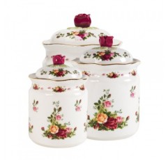 로얄 알버트 올드 컨트리 장미 용기 세트, (24온스, 39온스, 56온스), 멀티