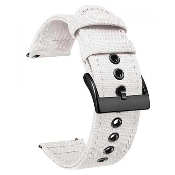 BINLUN 캔버스 시계 밴드 퀵 릴리스 세일 천 시계 스트랩 교체 18mm 20mm 22mm 24mm 코튼 원단 시계 밴드 실버/블랙 버클이있는 남성과 여성을위한