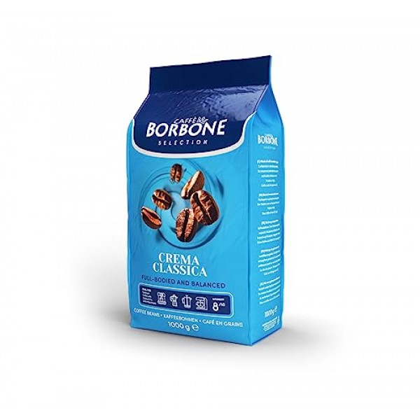 Caffè Borbone Crema Classica 원두 커피 블렌드, 미디엄 에스프레소 로스팅, 풀 바디 및 균형 잡힌 프리미엄 아라비카 및 로부스타 블렌드 선택, 크리미하고 부드러움 - 2.2파