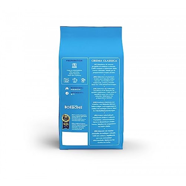 Caffè Borbone Crema Classica 원두 커피 블렌드, 미디엄 에스프레소 로스팅, 풀 바디 및 균형 잡힌 프리미엄 아라비카 및 로부스타 블렌드 선택, 크리미하고 부드러움 - 2.2파