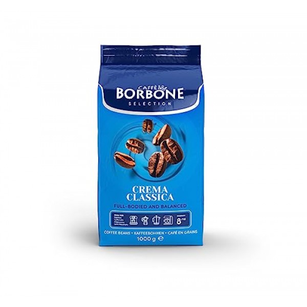 Caffè Borbone Crema Classica 원두 커피 블렌드, 미디엄 에스프레소 로스팅, 풀 바디 및 균형 잡힌 프리미엄 아라비카 및 로부스타 블렌드 선택, 크리미하고 부드러움 - 2.2파