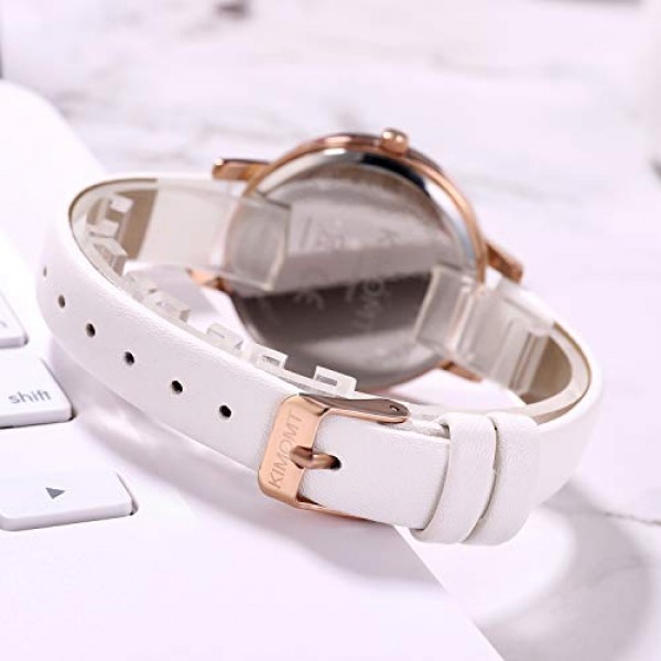 KIMOMT 여성용 시계, 가죽 스트랩, 고급 쿼츠 시계, 방수, 패션, 소녀용 창의적인 시계, 여성용