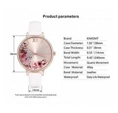 KIMOMT 여성용 시계, 가죽 스트랩, 고급 쿼츠 시계, 방수, 패션, 소녀용 창의적인 시계, 여성용