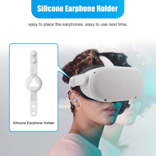 AMVR 소음 차단 이어 버드 Pico 4 전용 이어폰 실리콘 홀더가있는 Quest 2 VR 헤드셋 (흰색)
