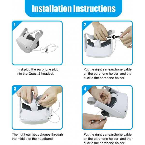 AMVR 소음 차단 이어 버드 Pico 4 전용 이어폰 실리콘 홀더가있는 Quest 2 VR 헤드셋 (흰색)