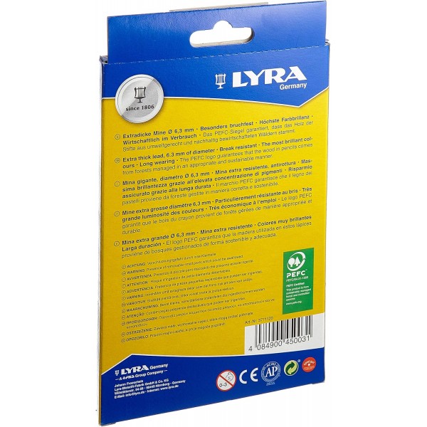 LYRA 4084900450031 Super Ferby Natural Cardboard Case with 12 색연필 모듬 12개입(1팩) 도색되지 않은 색연필