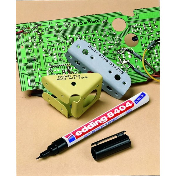 edding 8404 항공 우주 마커 - 검정색 - 펜 10개 - 총알 팁 0.75mm - 거의 모든 재료에 저부식 및 저할로겐 필기용, 솔벤트 및 페인트에 대한 내성