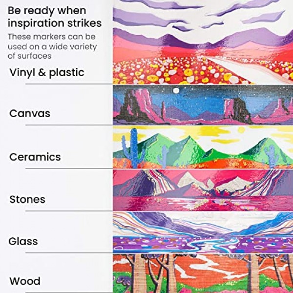 ARTEZA 유성 페인트 마커, 12팩 검정색, 1.3mm 영구 펜, 석재, 목재, 유리, 금속, 캔버스, 종이용 방수 공예 및 미술 용품