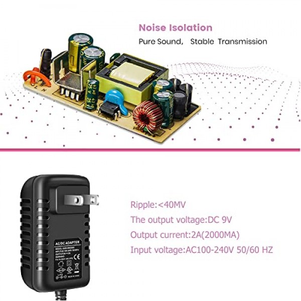 기타 페달 전원 공급 장치 어댑터 9V DC 2A, 8 웨이 데이지 체인 케이블 2000mA