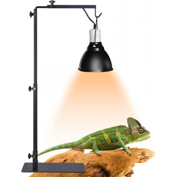 파충류 램프 스탠드 조정 가능한 플로어 램프 스탠드 양서류 거북이 (대형) 파충류 스탠드 (L) 전등 갓을위한 받침대가있는 금속 재료 착륙 램프 홀더 브래킷