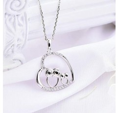 JO WISDOM 여성용 목걸이 엄마 925 실버 체인 펜던트 올빼미 새 어머니와 딸/아들 러브 하트 AAA 지르코니아