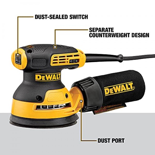 DEWALT 랜덤 궤도 샌더, 가변 속도, 5인치(DWE6423)