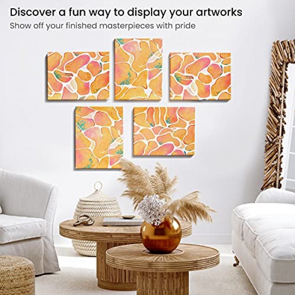 Arteza 그림용 접이식 캔버스 보드, 8.5x11인치, 5팩, 100% 면, 8온스 프라이밍된 흰색 캔버스, DIY 프레임, 아크릴 및 유화 및 드로잉용 미술 용품