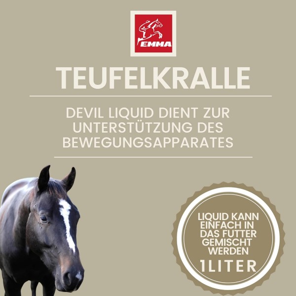 EMMA 악마의 발톱 말 액체 I 악마의 발톱 고용량 I 악마의 발톱 뿌리 악마의 발톱 관절 I 악마의 발톱 말 - 근골격계 말 관절용 말용 분말 대신 액체 1L