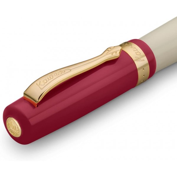 Kaweco 만년필 Student 30's Blues I 잉크 카트리지용 프리미엄 만년필 I 향수를 불러일으키는 레드 & 크림 색상의 따뜻한 황금색 장식 조각 I 펜촉 너비: M(Medium) 30's Blues Medium