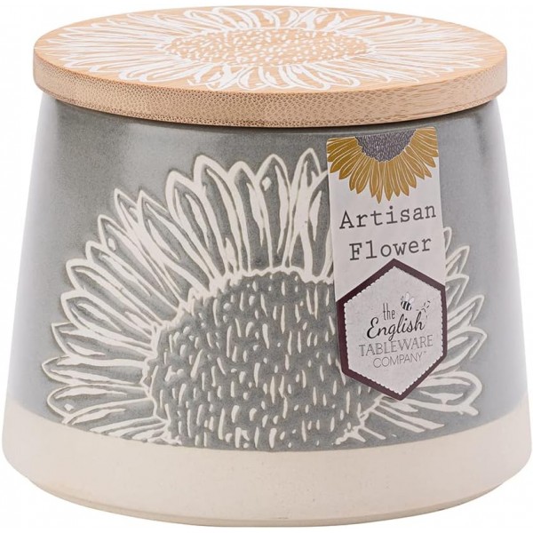 ENGLISH TABLEWARE CO Company 대나무 뚜껑이있는 장인 꽃 회색 용기
