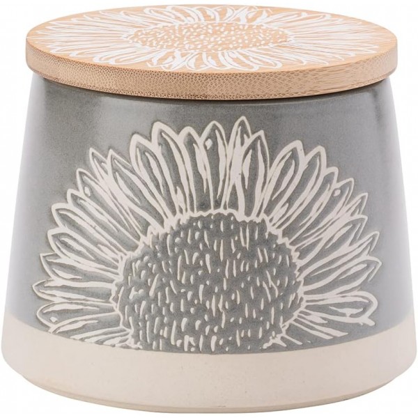 ENGLISH TABLEWARE CO Company 대나무 뚜껑이있는 장인 꽃 회색 용기