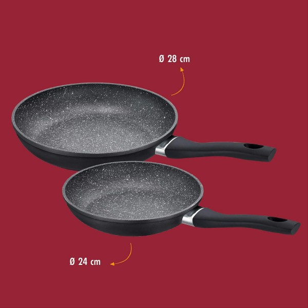 Rohe Germany 258262-02 Emilia 프라이팬 세트, 2개, 알루미늄, 블랙, 28 cm + 24 cm