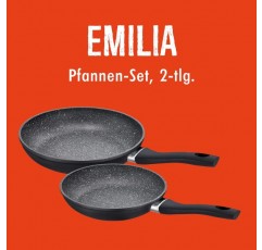 Rohe Germany 258262-02 Emilia 프라이팬 세트, 2개, 알루미늄, 블랙, 28 cm + 24 cm