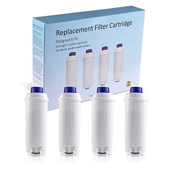 Delonghi DLSC002용 Somune 워터 필터, Delongie 워터 필터 카트리지 활성 탄소 섬유 연화제, Delongie ECAM, Esam, ETAM, BCO, EC와 호환 가능. (4개들이 팩)