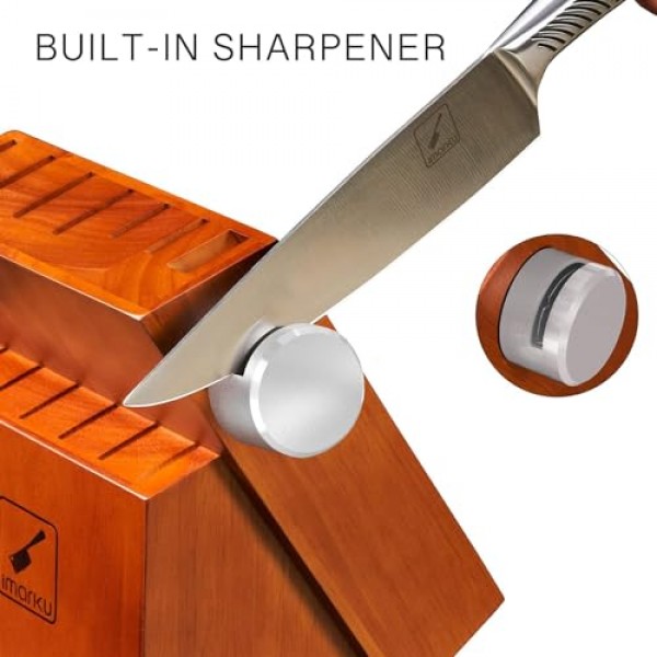 주방용 블록이 있는 imarku 칼 세트, 14PCS 고탄소 스테인레스 스틸 칼 세트, 일체형 식기 세척기 안전 주방 칼 세트, 샤프너가 내장된 요리사 칼 세트, 미끄럼 방지 인체 